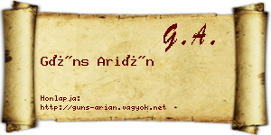 Güns Arián névjegykártya